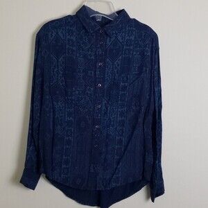 Urban Outfitters Ecote Blue Southwest Print Button Up Shirt Size XS